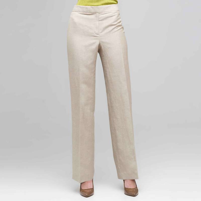 Washable Linen Classic Yoke Pant, Stone and White, large image number 0